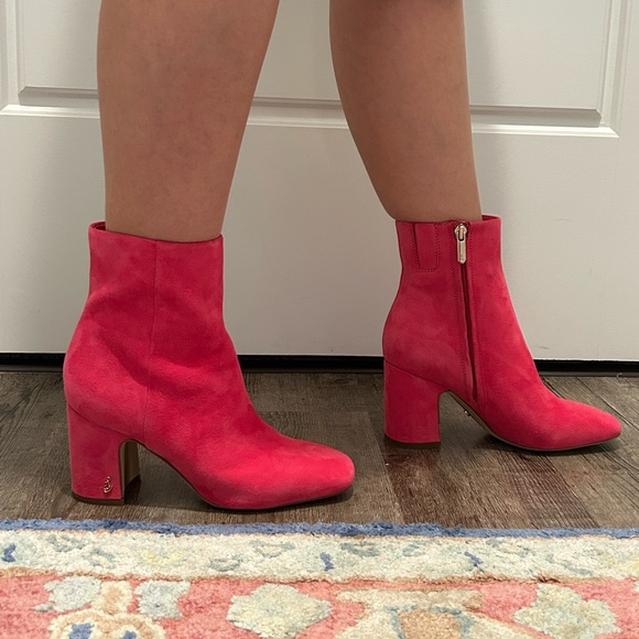 Sam Edelman Hot Pink Suede Fawn Booties - Picture 6 of 9